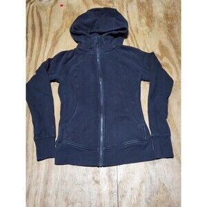 Lululemon Hoodie Womens 4 Black Scuba Full Zip Sweater Jacket Thumbholes @k3